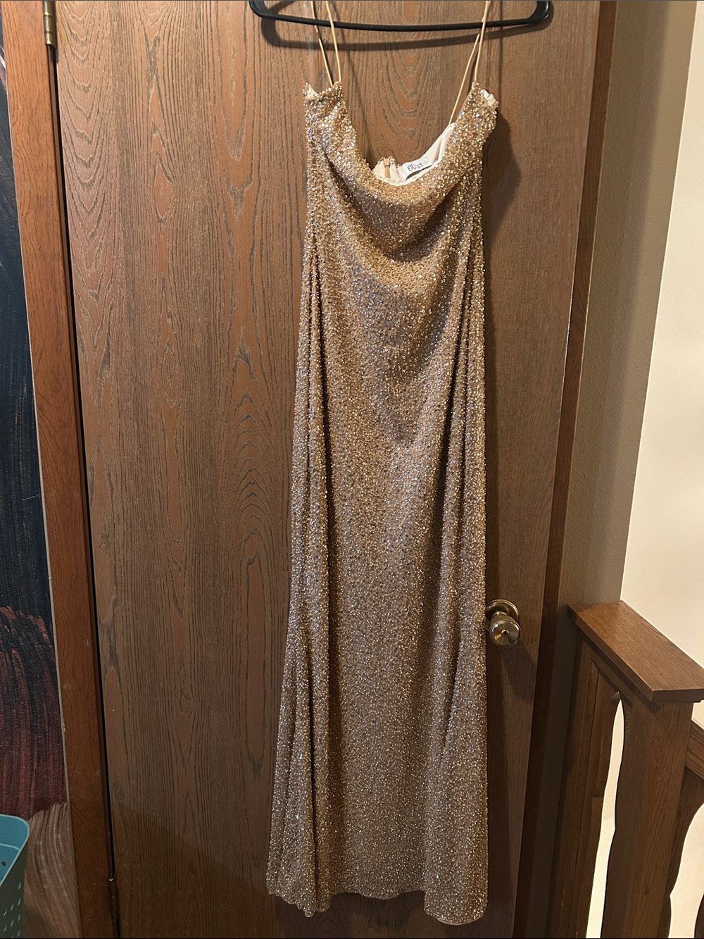 Embellished Fishtail Maxi Dress in Gold
10